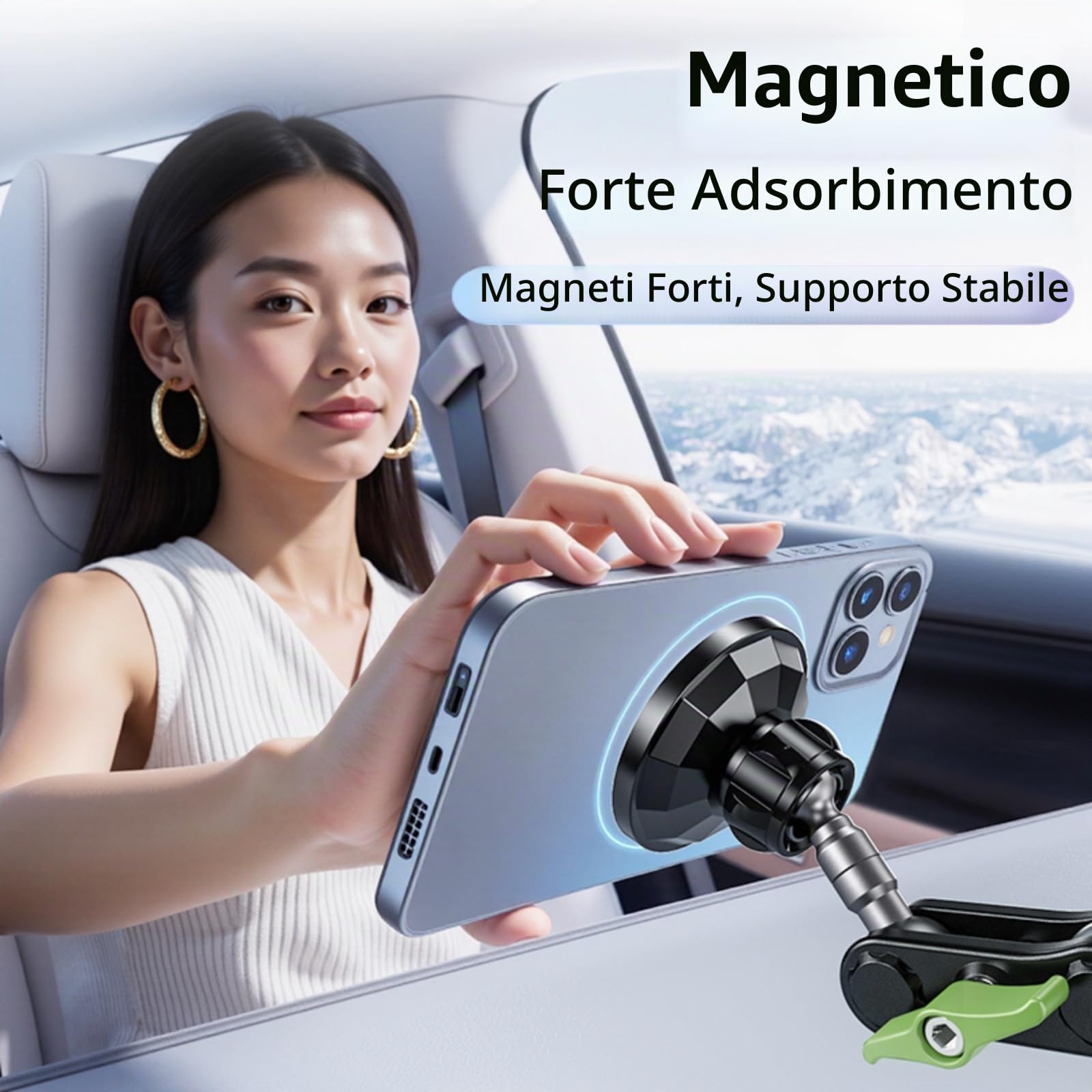 EMEBAY Supporto Magnetico Auto Alluminio 360° MagSafe