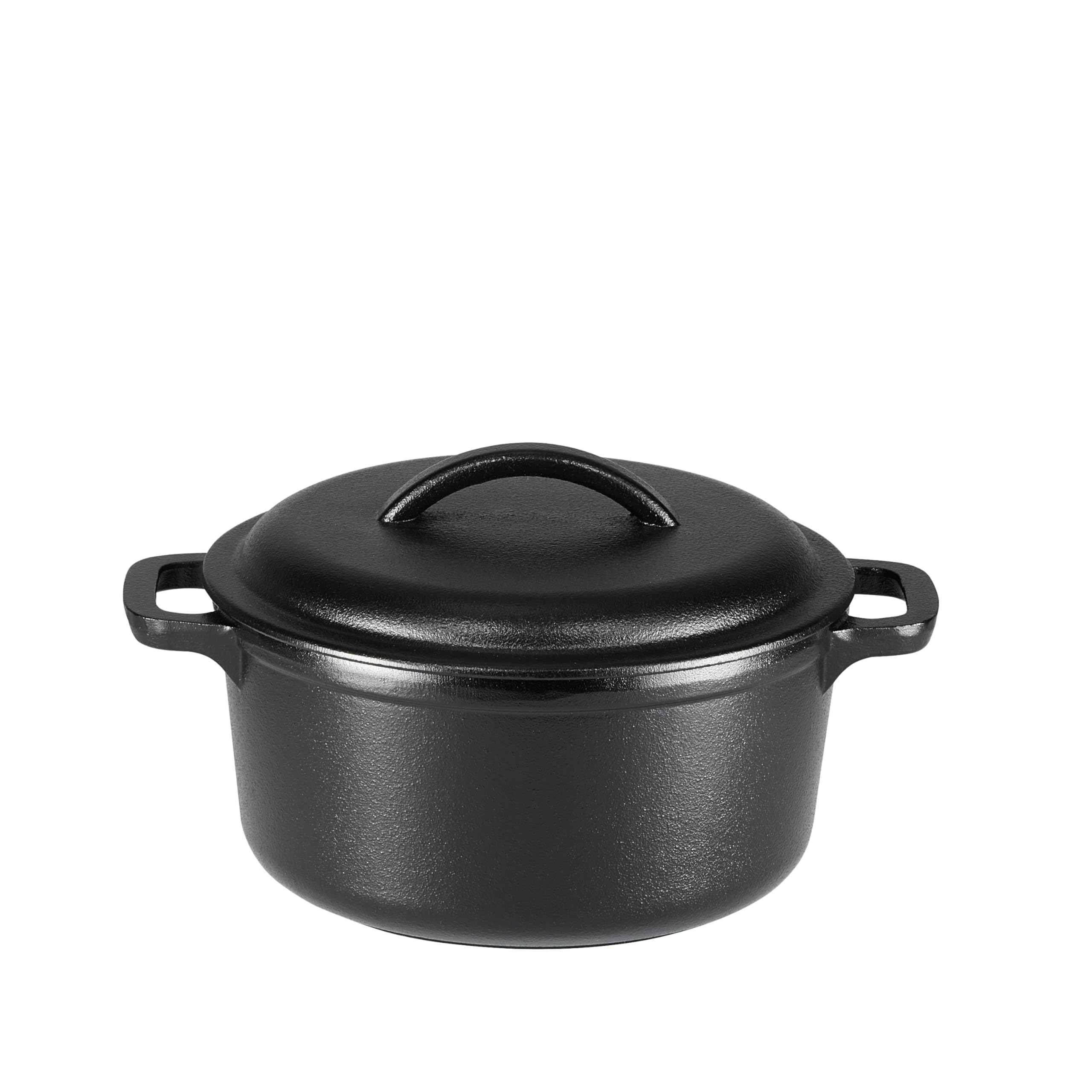 AmazonBasics Casseruola Ghisa 1,89 L Nera Doppio Manico