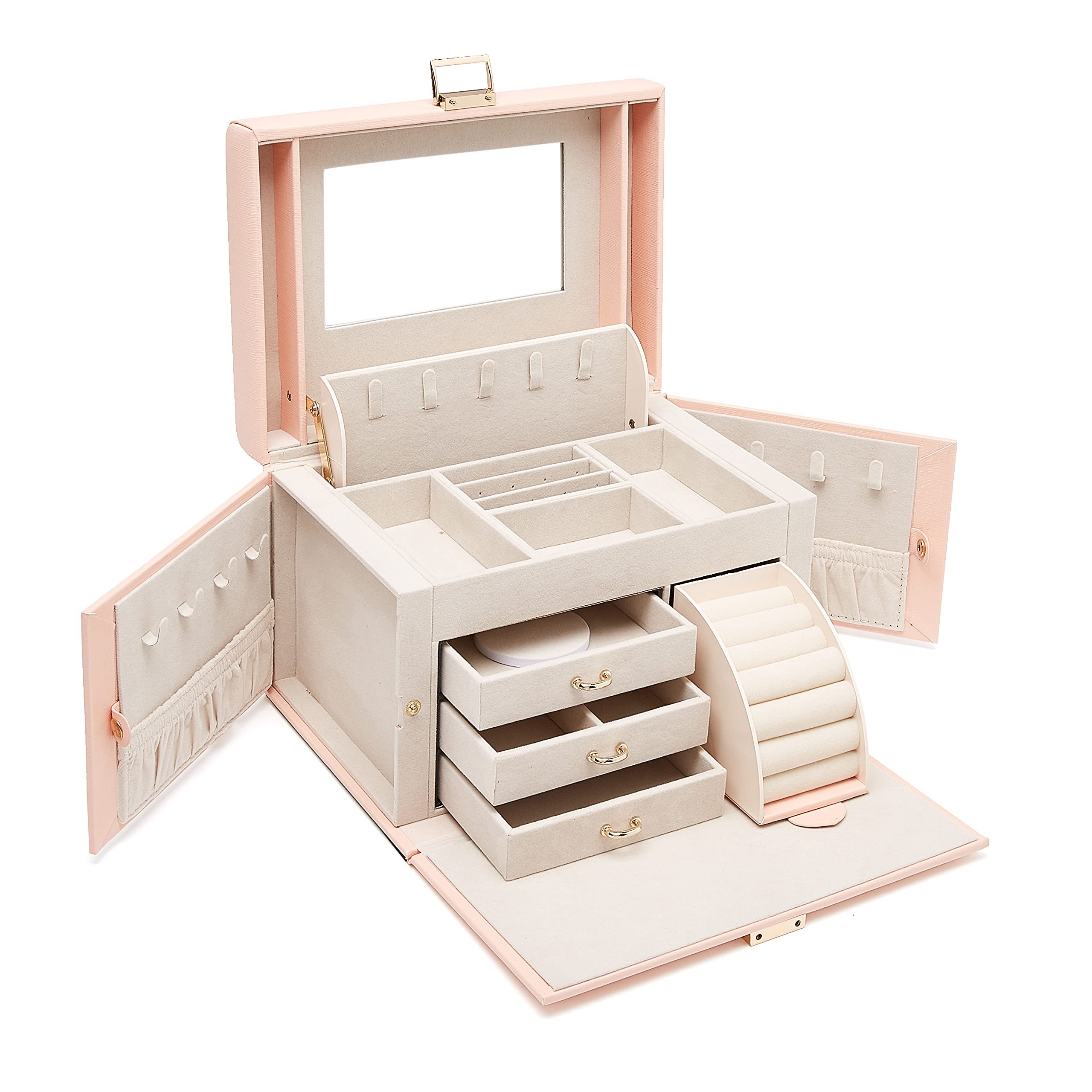 AmazonBasics Organizer gioielli rosa 3 cassetti con specchio