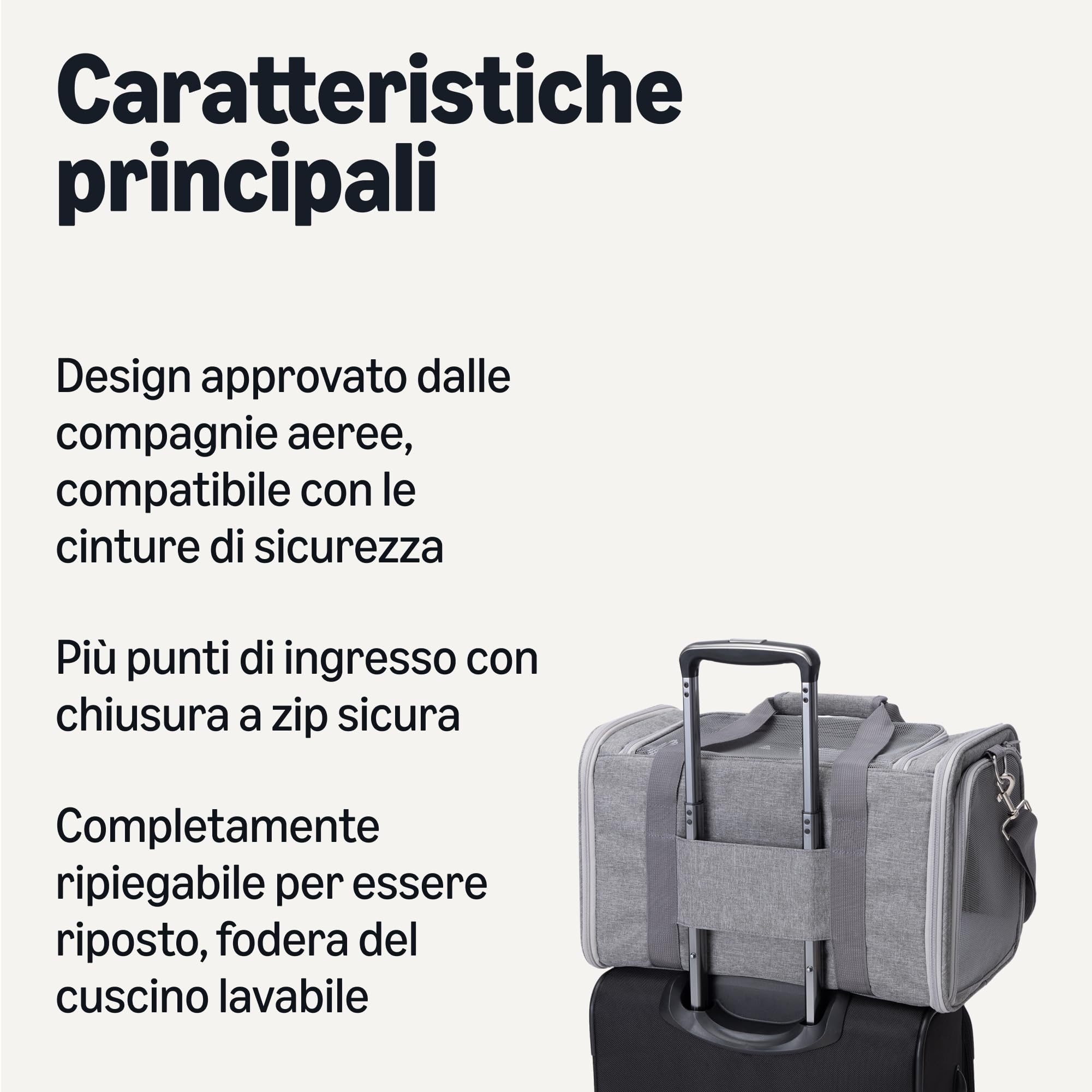 Amazon Basics Trasportino Borsa Gatti Cani Grigio