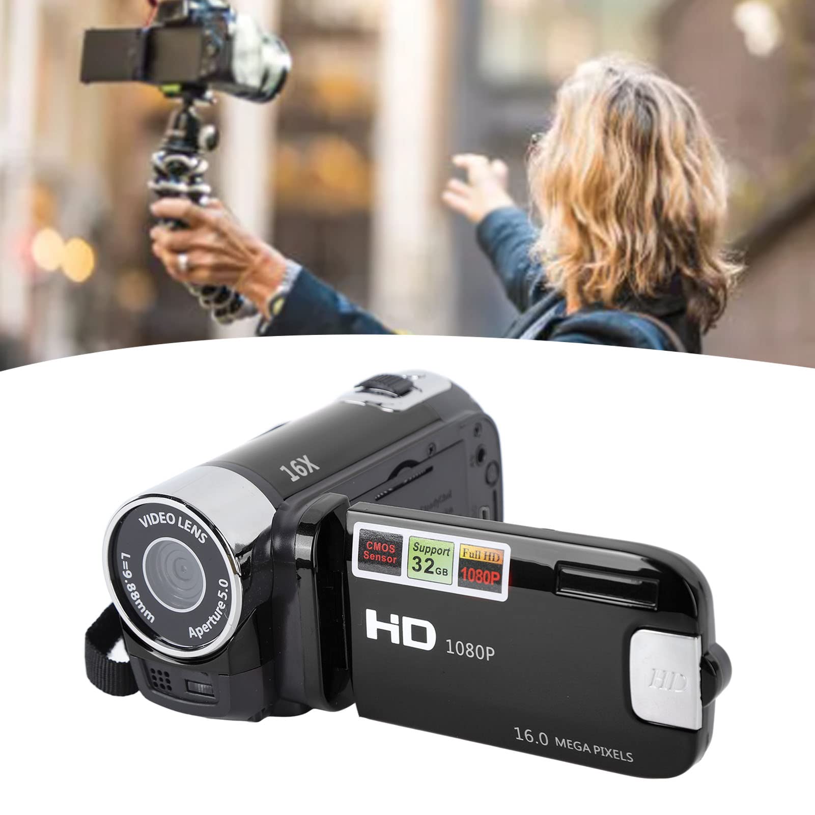 Elprico videocamera DV 4K 48MP nera zoom 16x