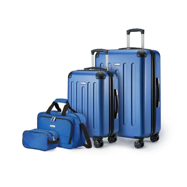 Amazon Basics Set 4 Valigie Rigide Blu Navy Espandibili