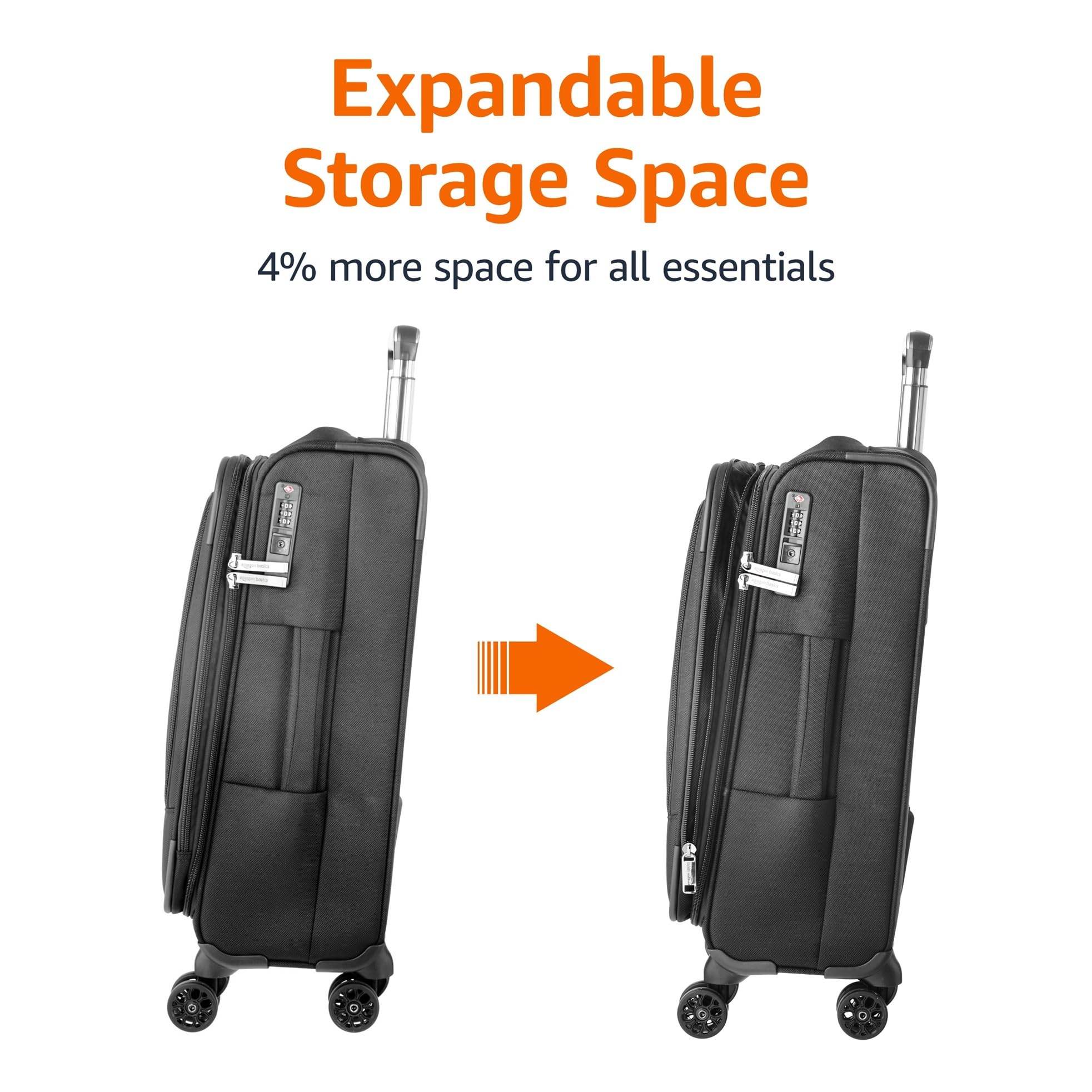 Amazon Basics Premium Valigia Morbida Espandibile TSA