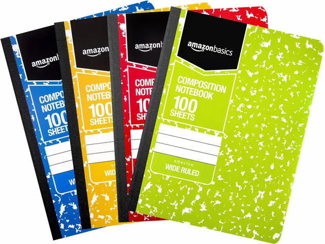 AmazonBasics Quaderno a Righe 100 Fogli 4 Pezzi Marmorizzato