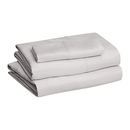 Amazon Basics Set lenzuola microfibra grigio chiaro antipiega