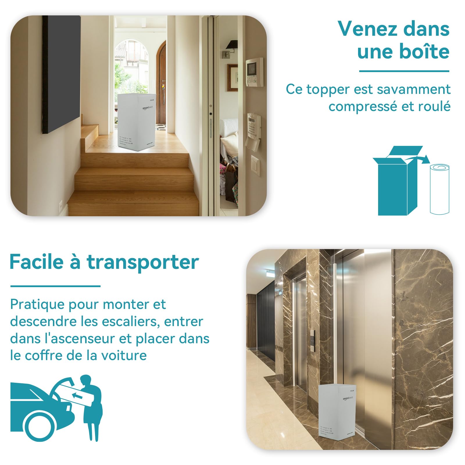 Amazon Basics Topper Matrimoniale 160x200 Memory 5cm Bianco