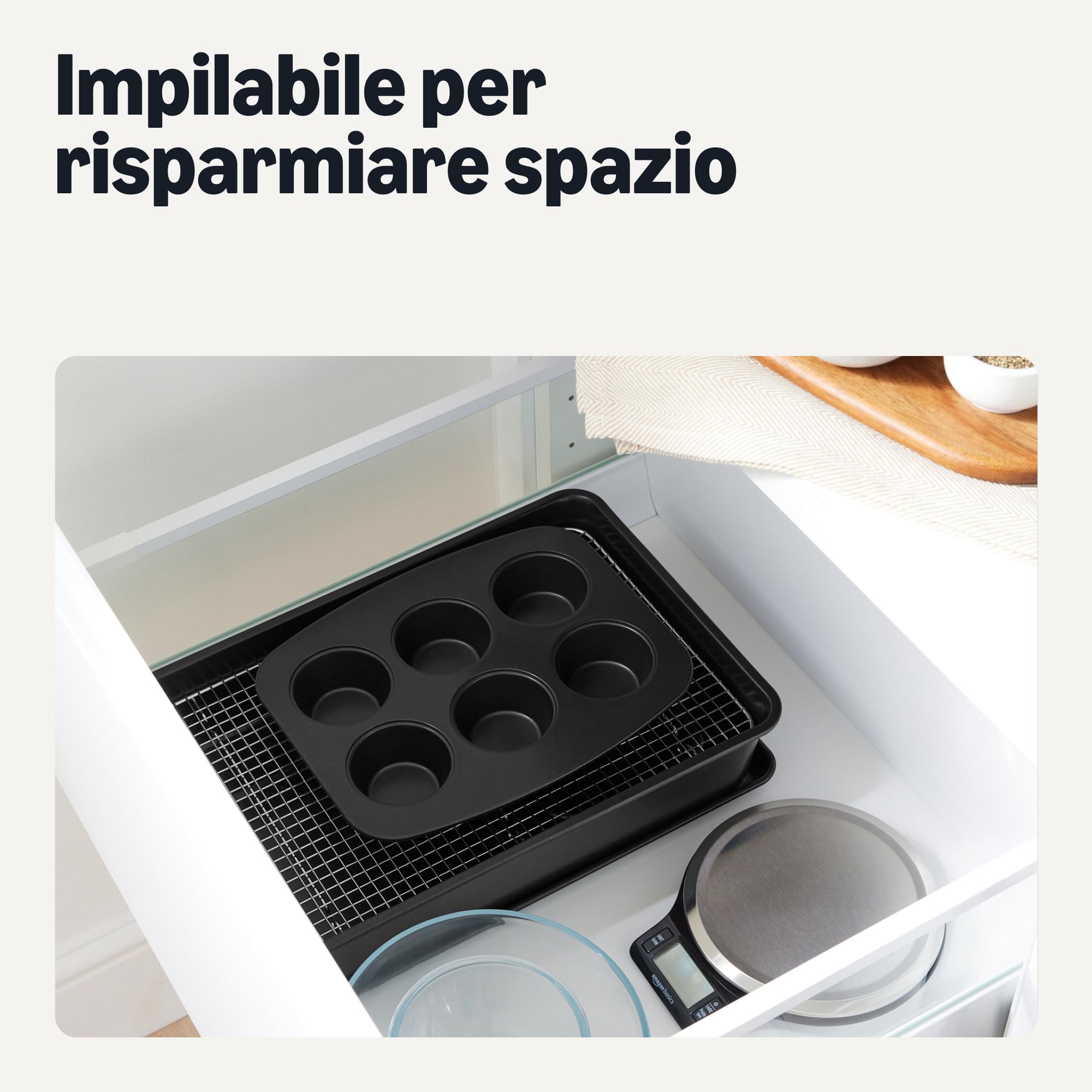 Amazon Basics set teglie antiaderenti 6 pezzi forno