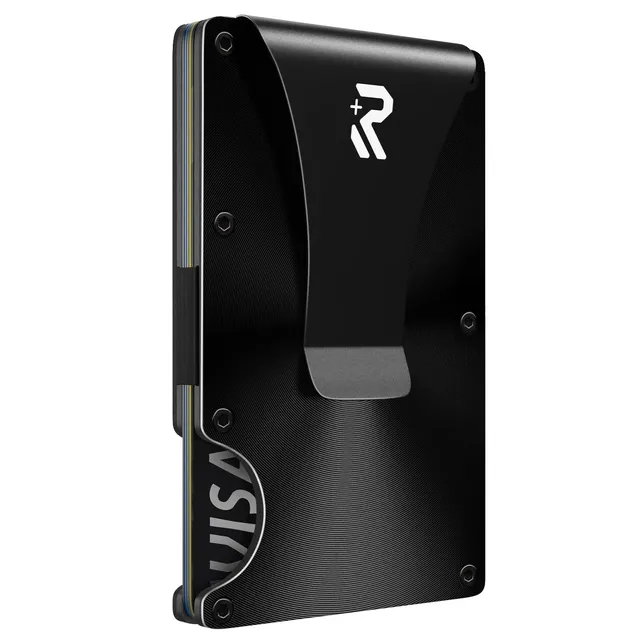 RealPlus CD-Nero Portacarte Metallico Nero RFID 12 Carte
