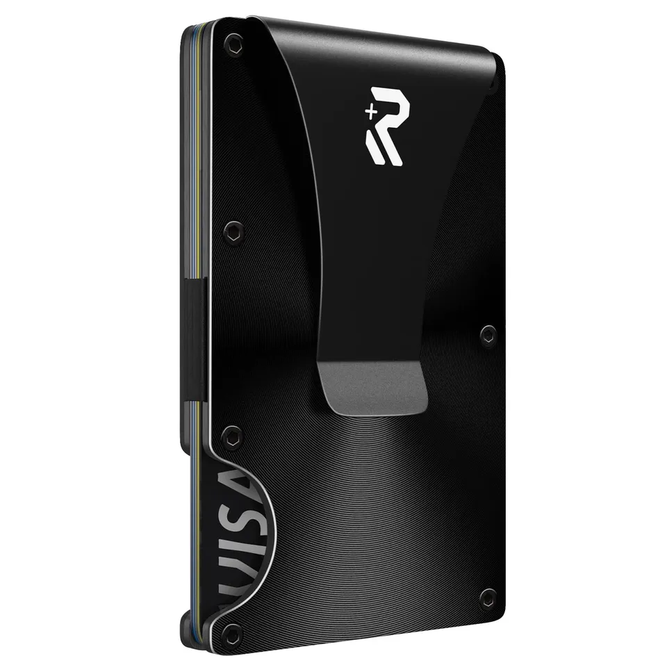 RealPlus CD-Nero Portacarte Metallico Nero RFID 12 Carte