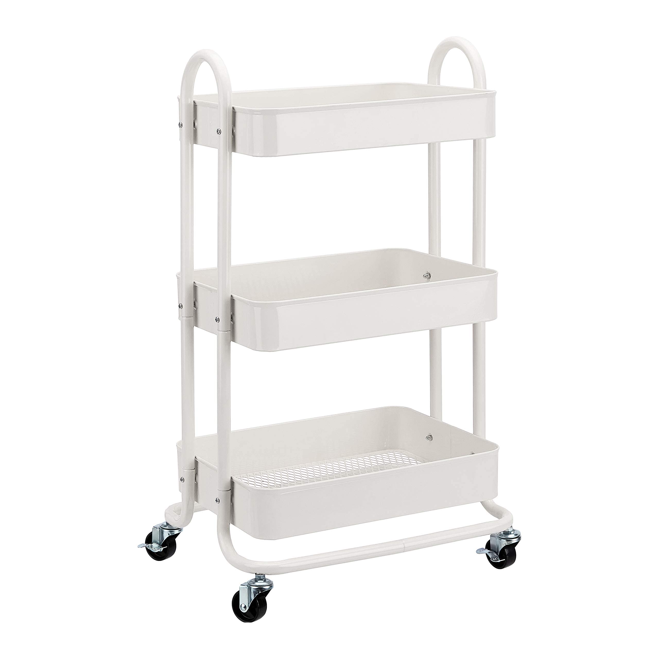 Amazon Basics Carrello 3 Ripiani con Ruote Bianco Cucina