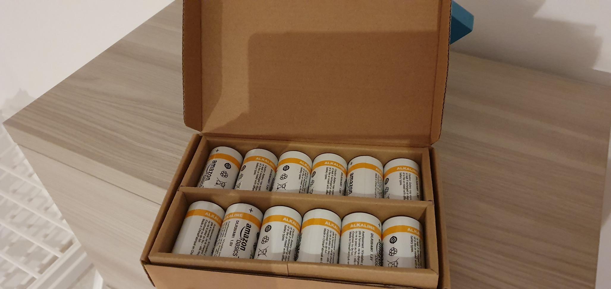 Amazon Basics batterie alcaline D 1,5V confezione 12 uso quotidiano
