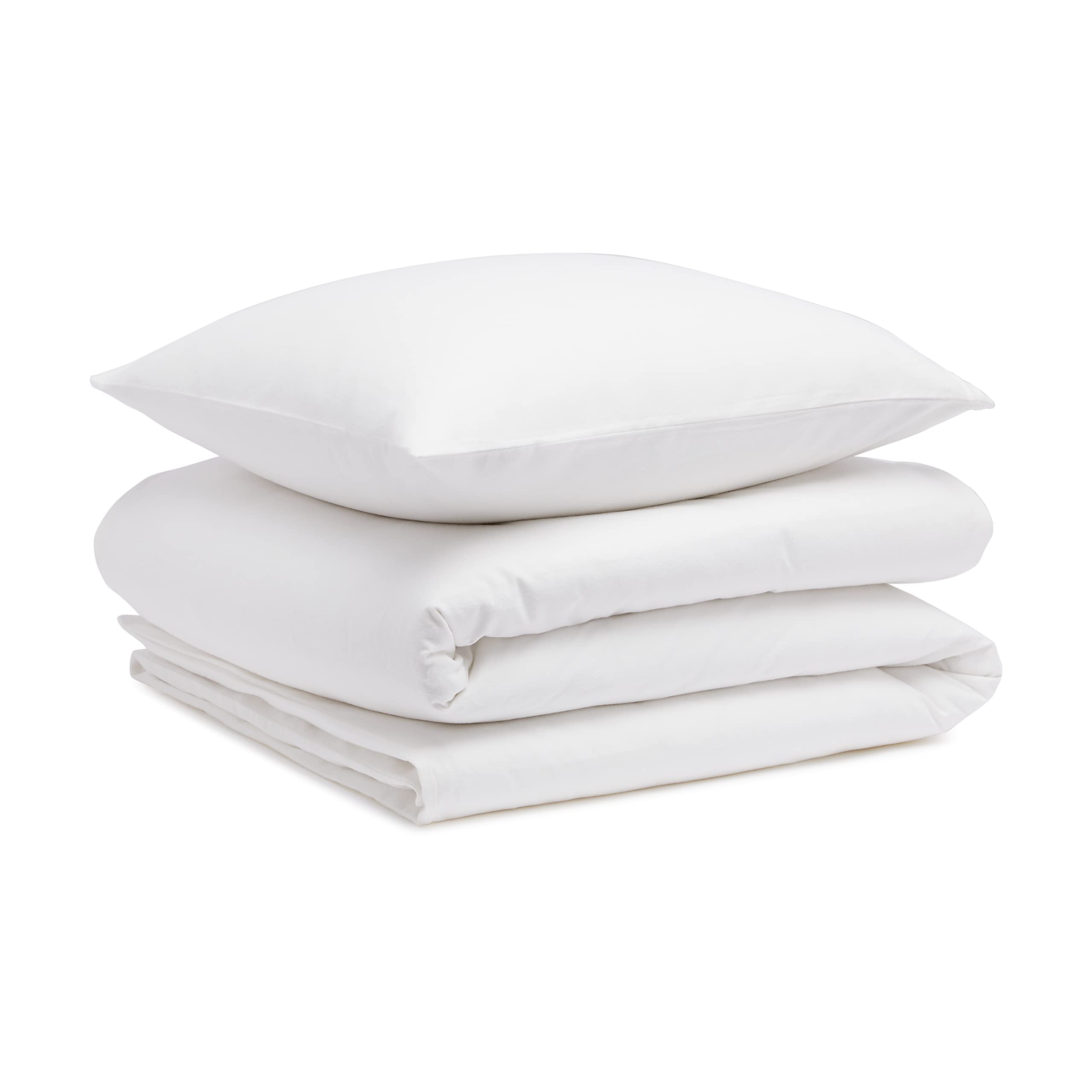 Amazon Basics Set Copripiumino Flanella Bianco 135x200 cm