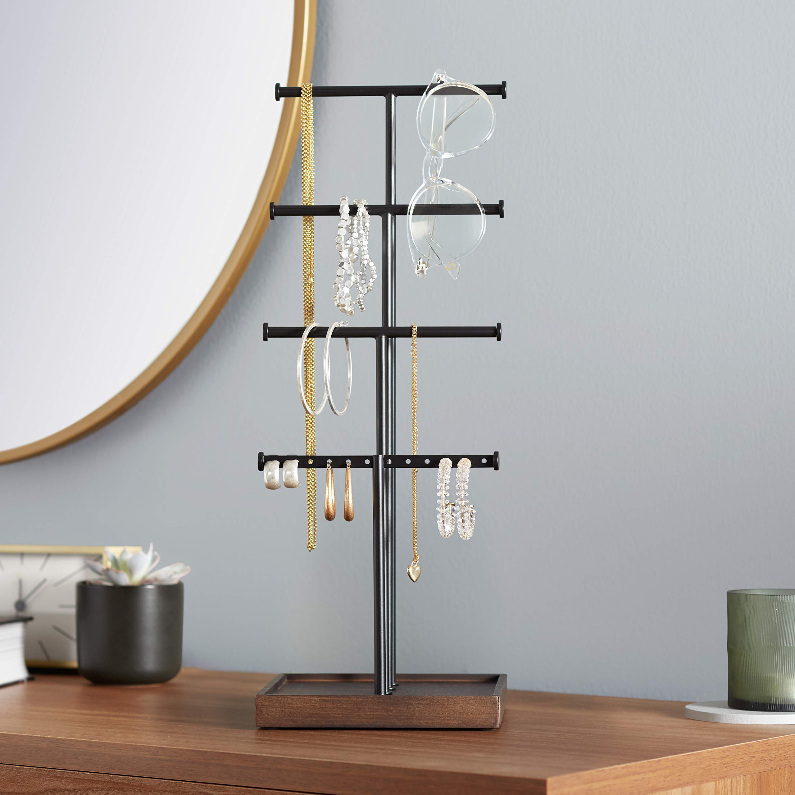 AmazonBasics Portagioielli Albero 4 Livelli Noce/Nero