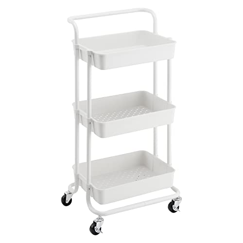 Amazon Basics Carrello 3 Ripiani Bianco con Ruote