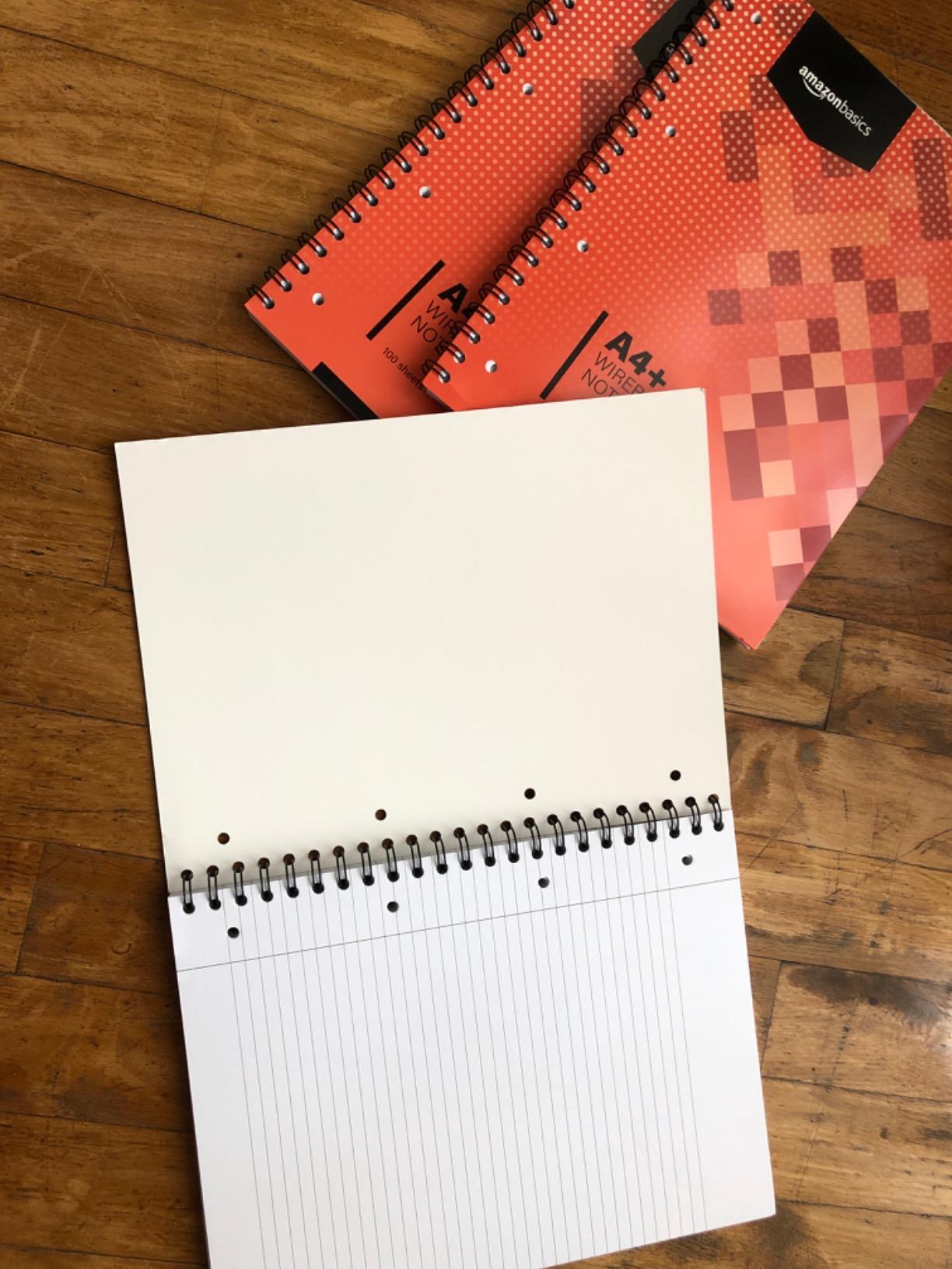 Amazon Basics Taccuino Spirale A4+ Rosso 3 Pezzi Righe