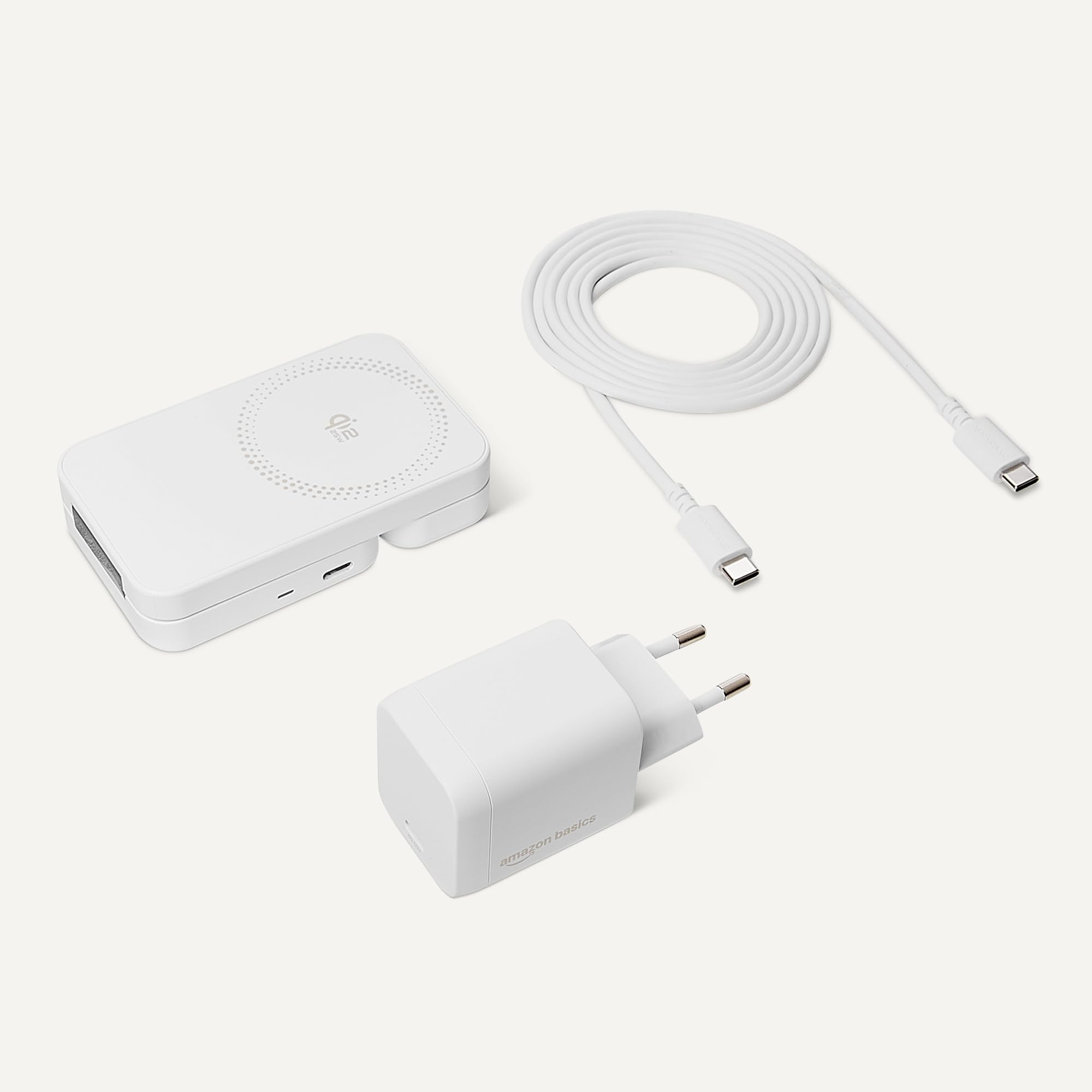 Amazon Basics Stazione Ricarica Wireless 3 in 1 Qi2.2 25W Bianco