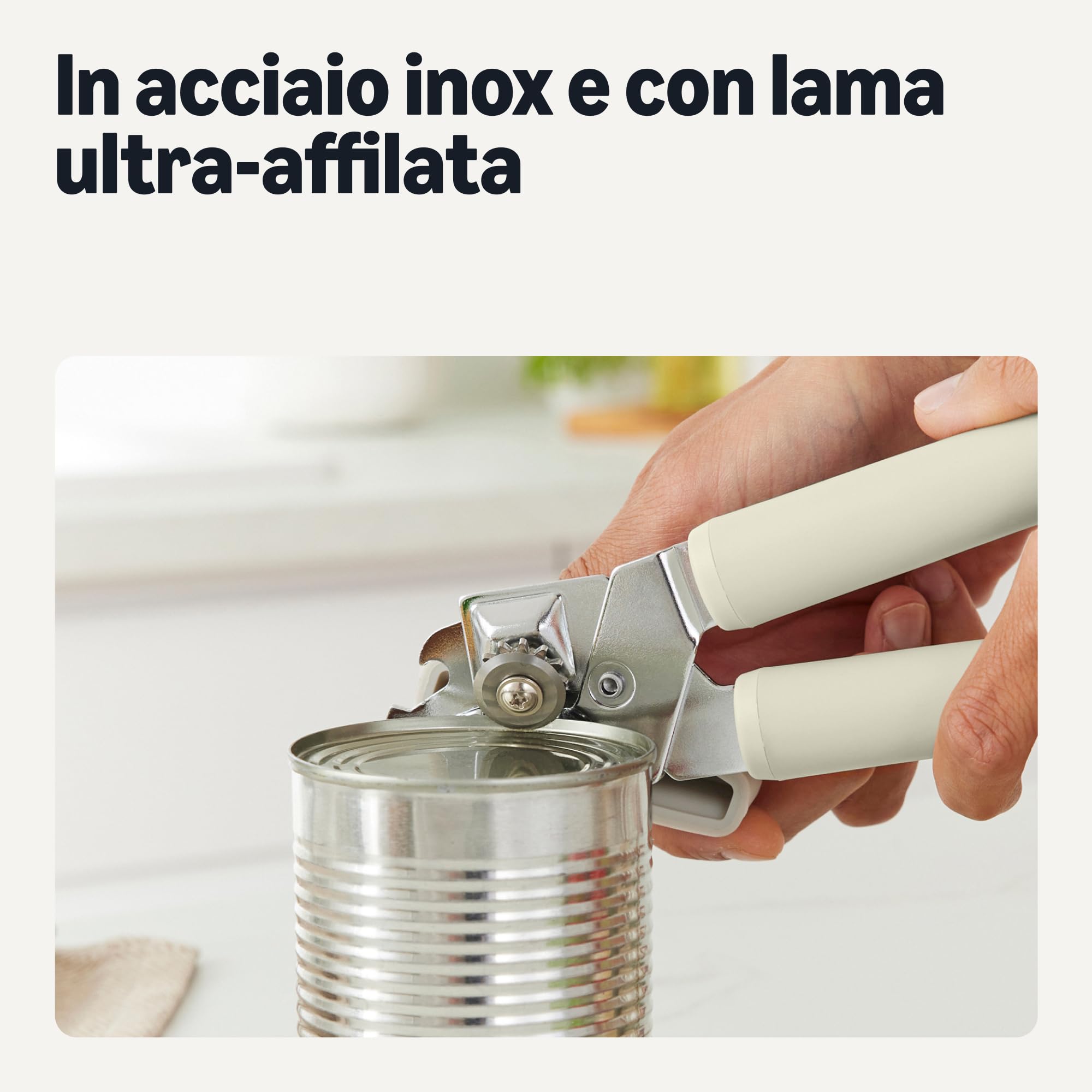 AmazonBasics Apriscatole Manuale Acciaio Inox Grigio Lino