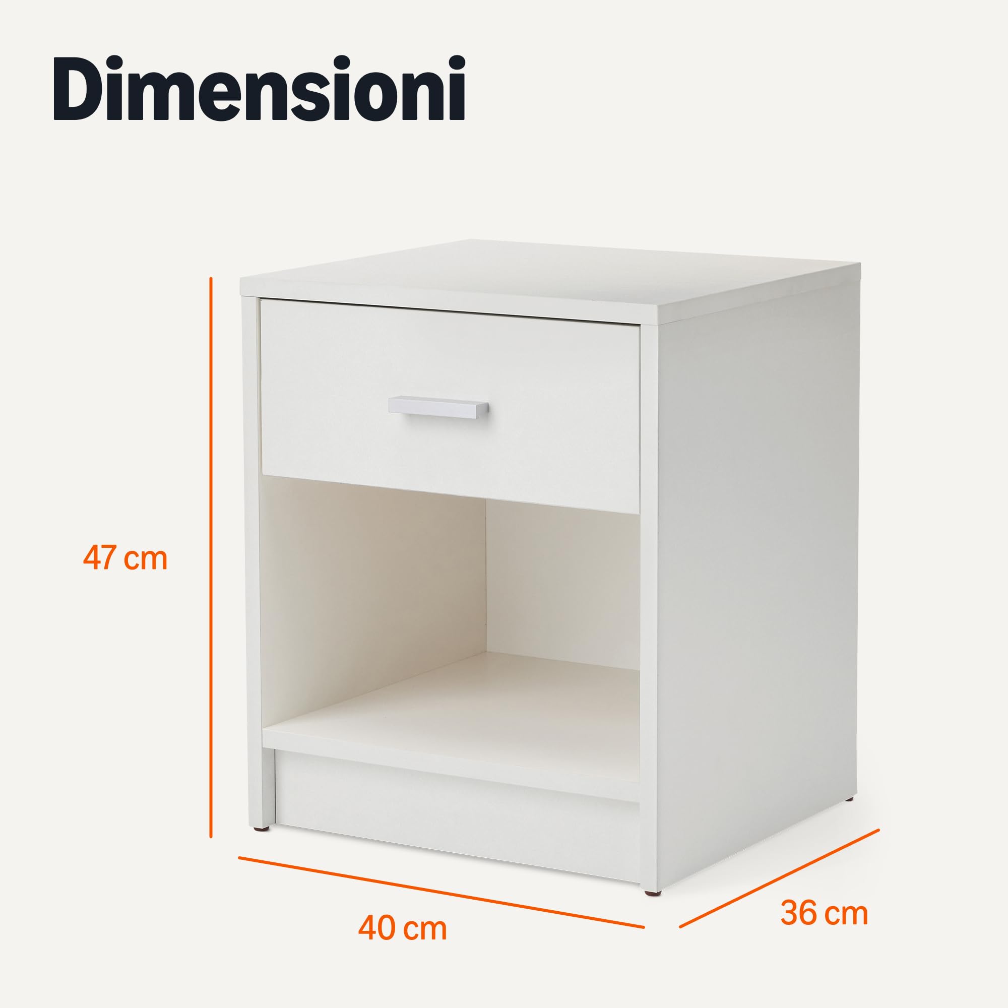 AmazonBasics Comodino 1 Cassetto Bianco 47x40x36cm legno
