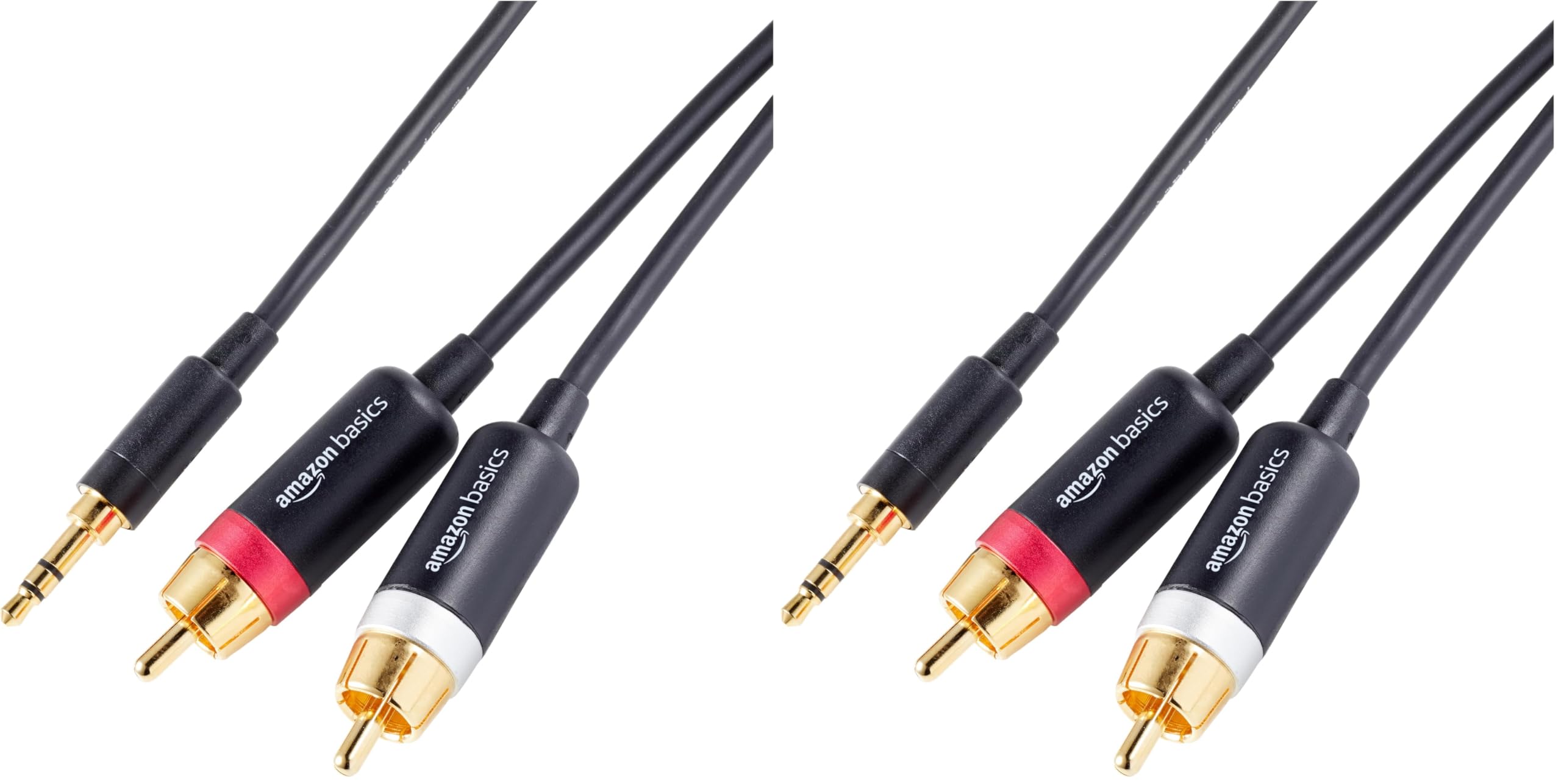 Amazon Basics Cavo Audio Aux 3,5-RCA 2,4 m Nero Placcato Oro