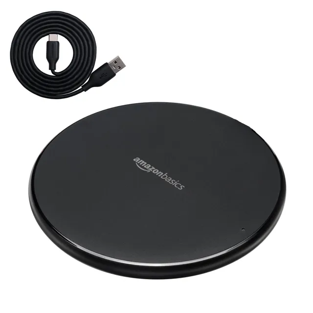 Amazon Basics Caricatore Wireless 15W Nero con Cavo USB
