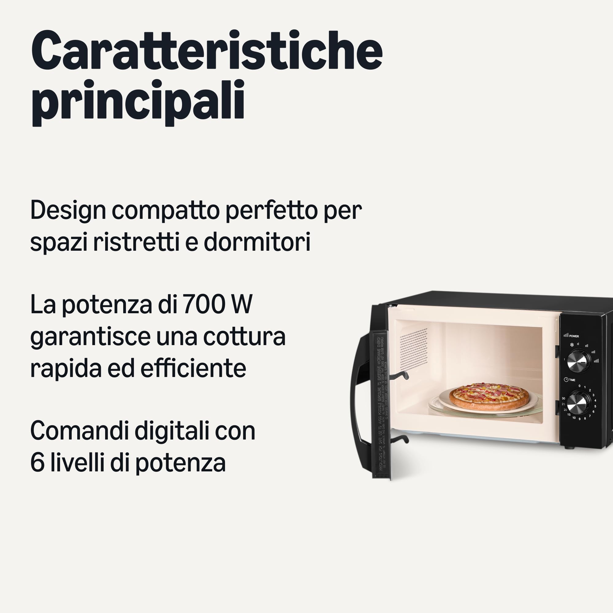 Amazon Basics Forno a Microonde 700W 20L Nero Scongelamento