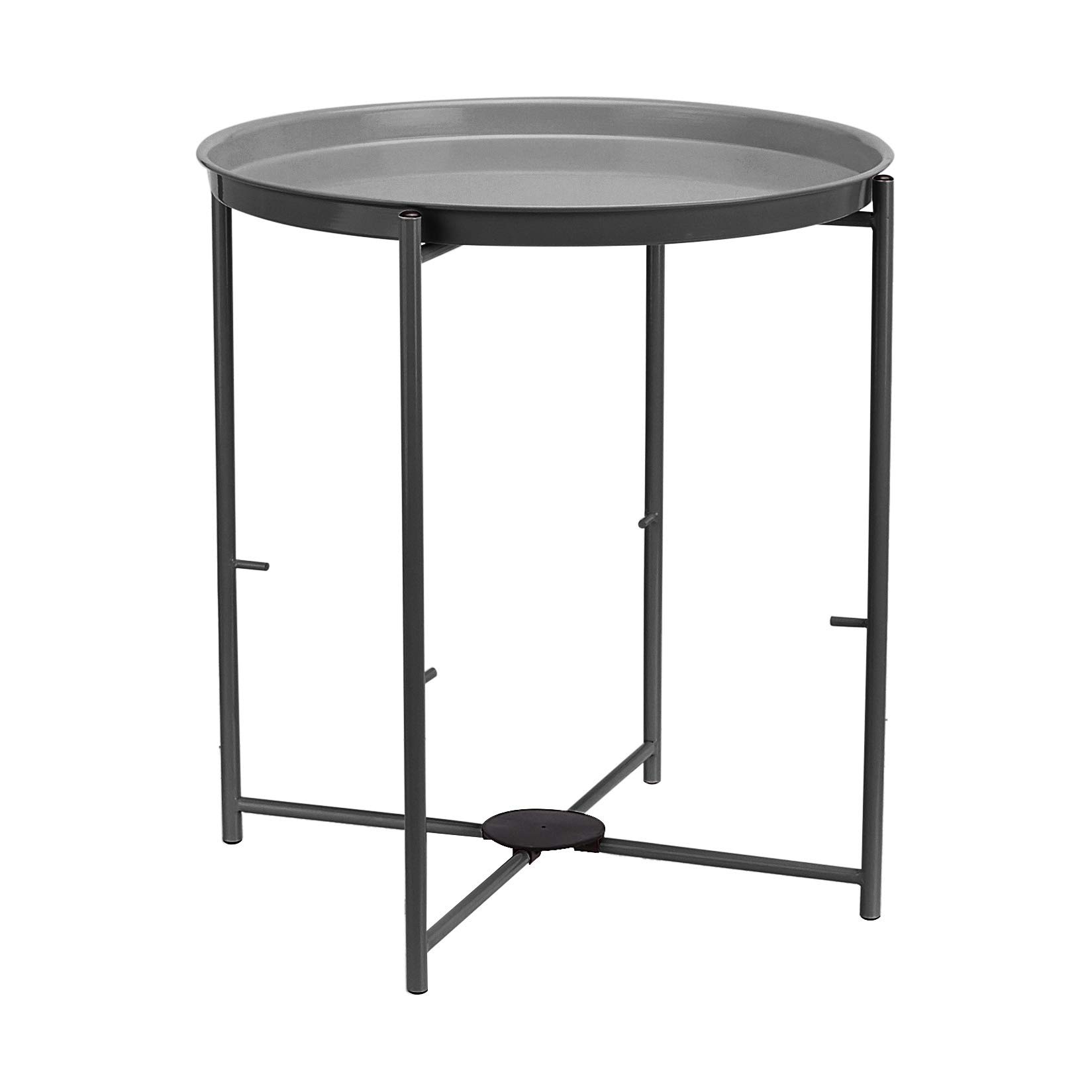 Amazon Basics Tavolino Rotondo Carbone con Cesto 45 cm