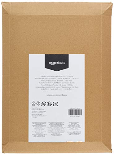 AmazonBasics Buste Forate A4 80 Micron 100 Pezzi Antiriflesso