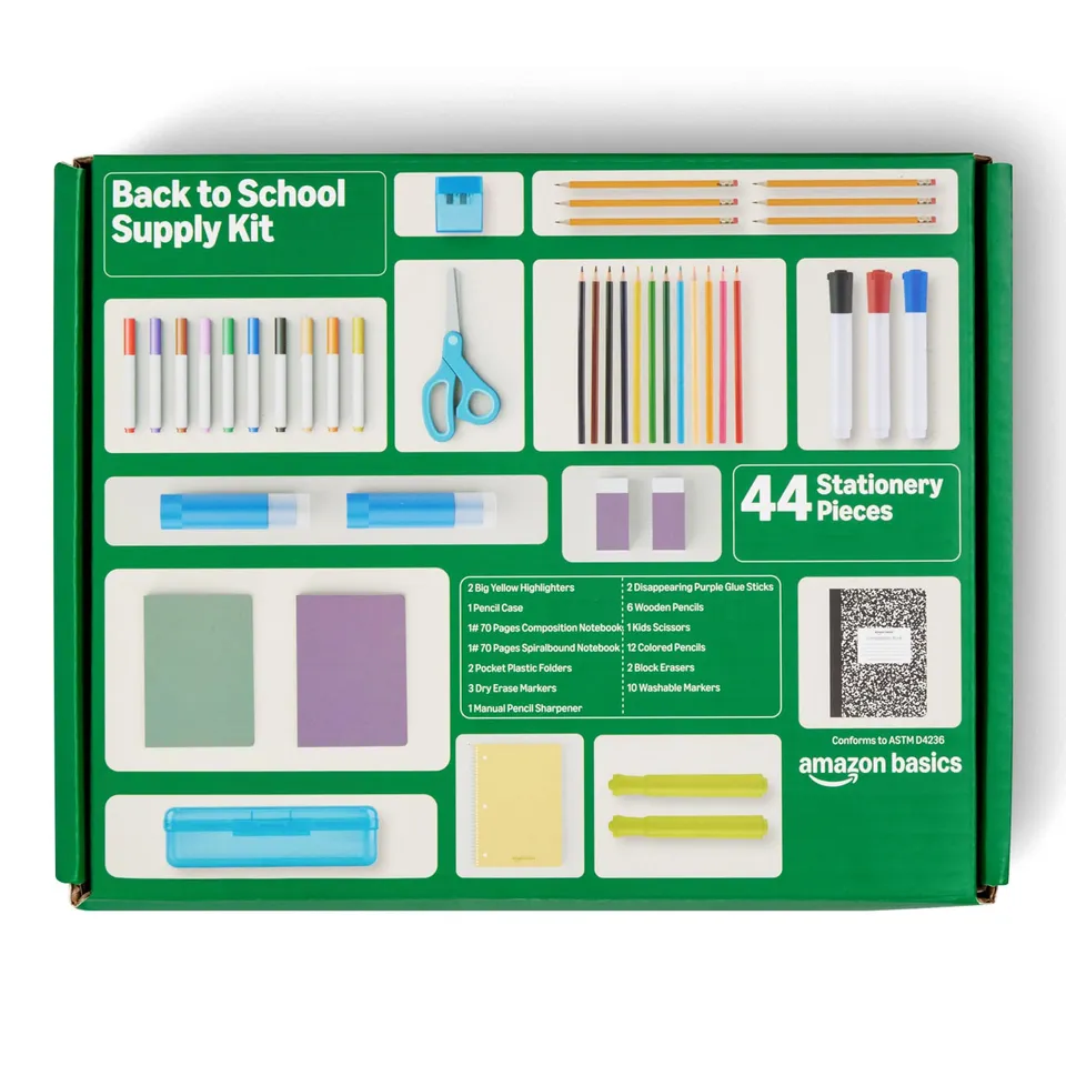 AmazonBasics Kit Scuola 44 Pezzi Multicolore Completo