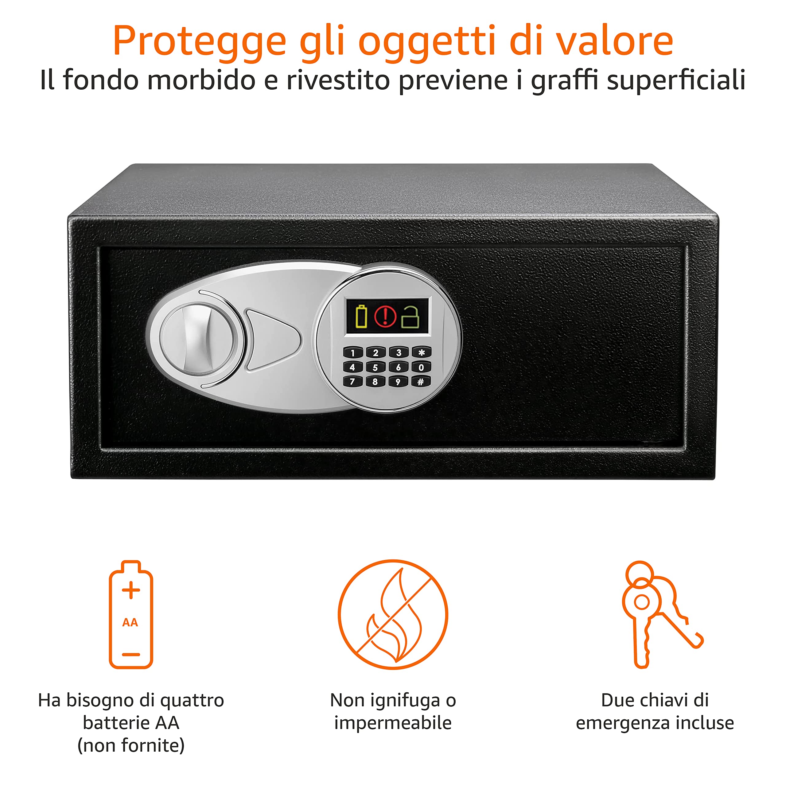 Amazon Basics 20L cassaforte acciaio tastiera nera 20 litri