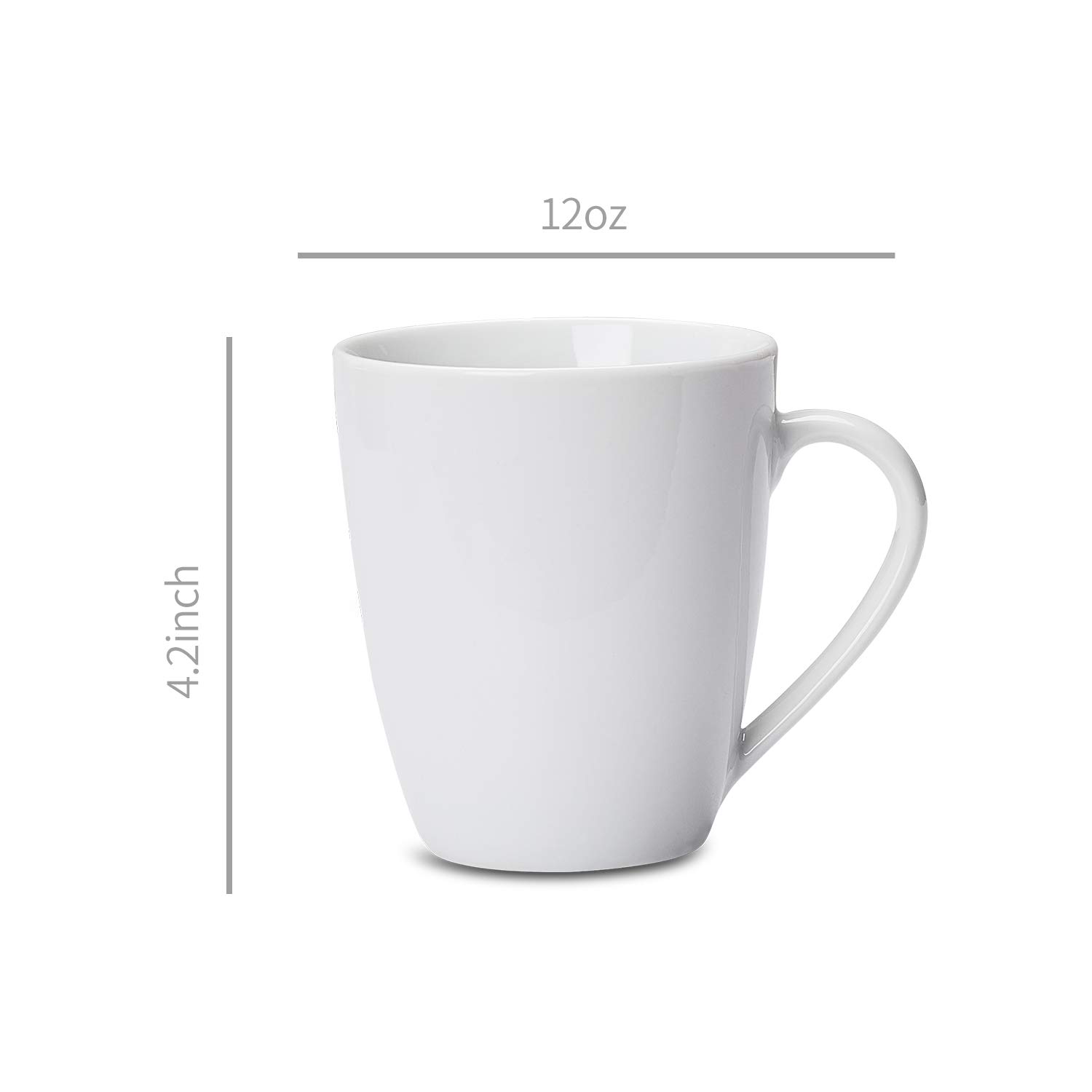 Amazon Basics Tazze Porcellana 355 ml Set 12 Pezzi Bianche Impilabili