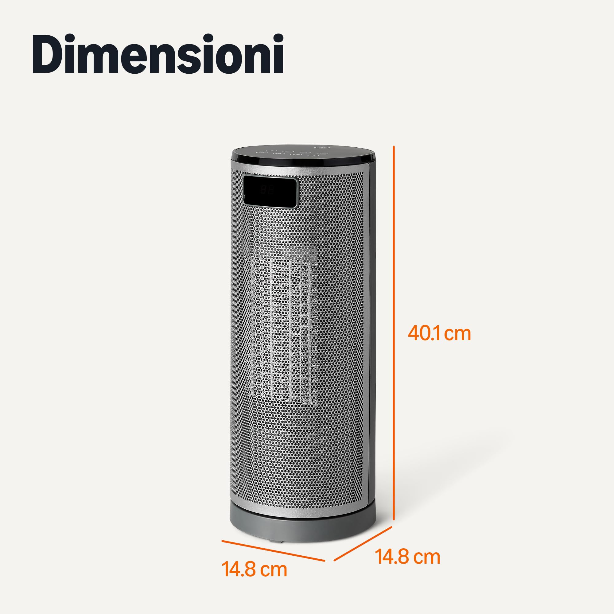 AmazonBasics stufa elettrica ceramica 1800W 40 cm grigia