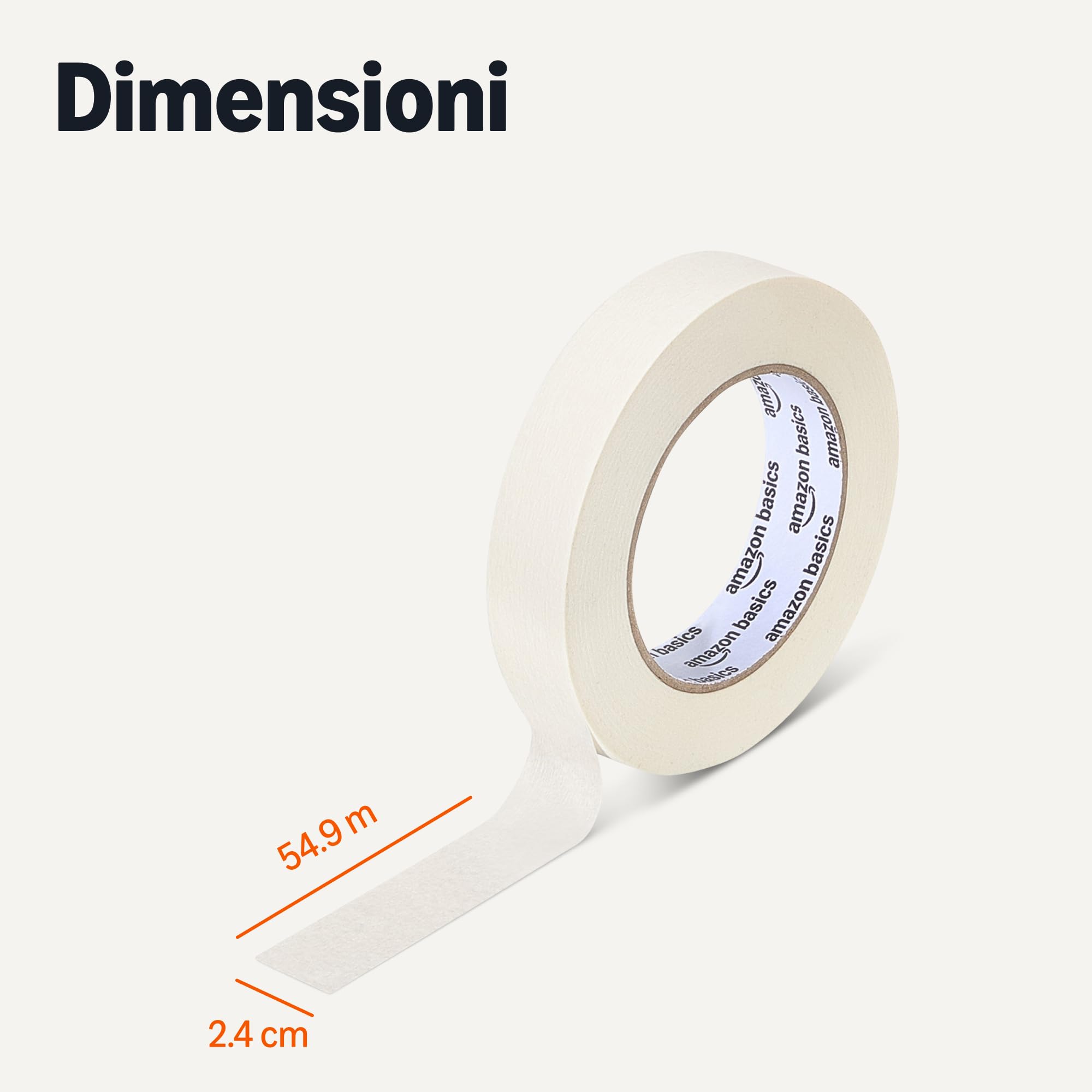 Amazon Basics nastro per mascheratura beige 2,4cm 6 rotoli