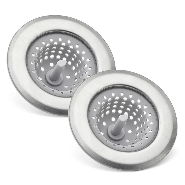 Amazon Basics Filtro Lavello Cucina Acciaio Silicone Grigio 2 Pezzi