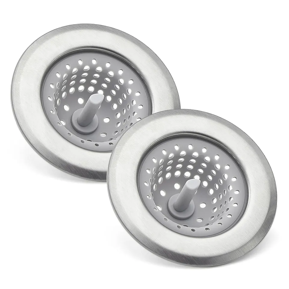 Amazon Basics Filtro Lavello Cucina Acciaio Silicone Grigio 2 Pezzi