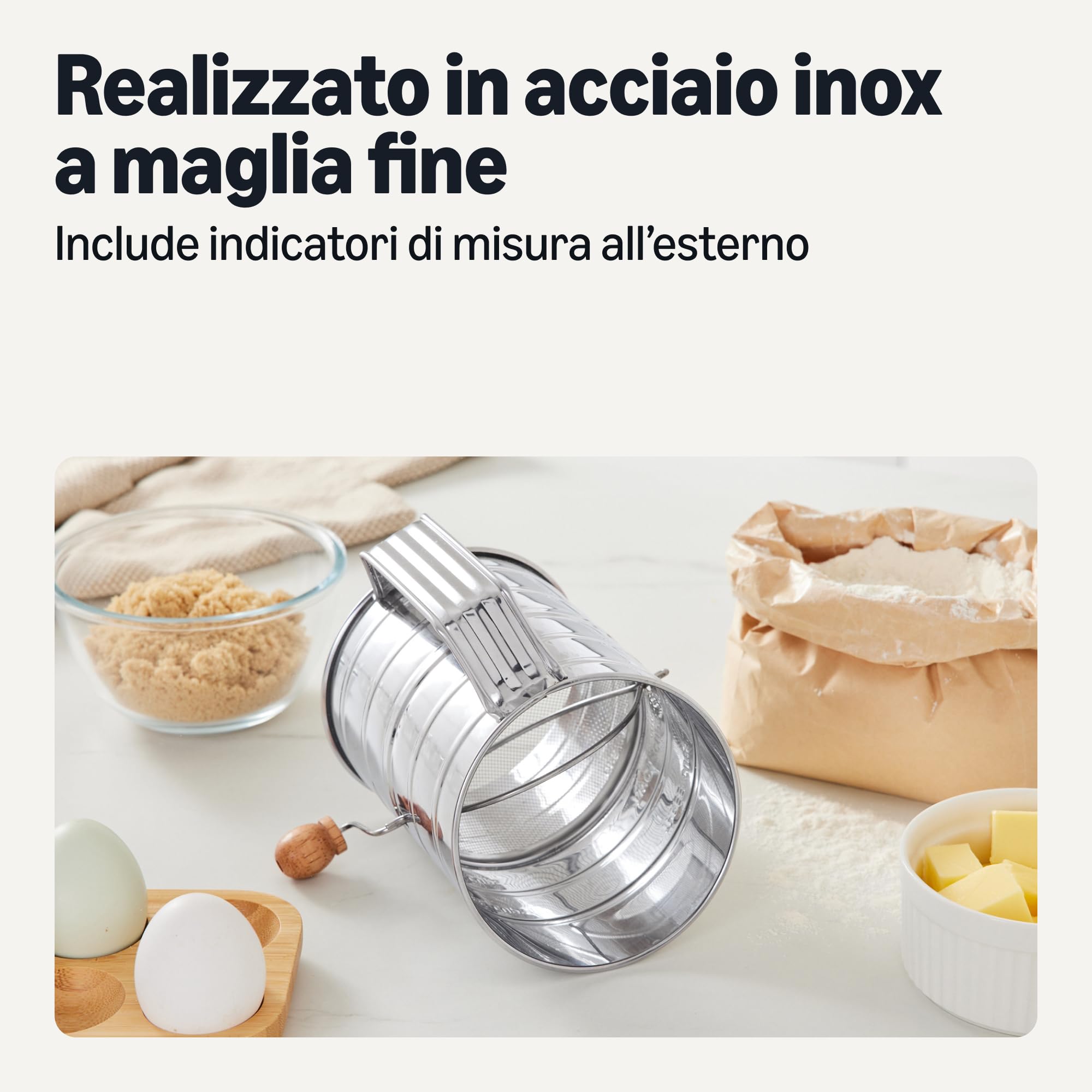 Amazon Basics setaccio farina 3 tazze acciaio inox