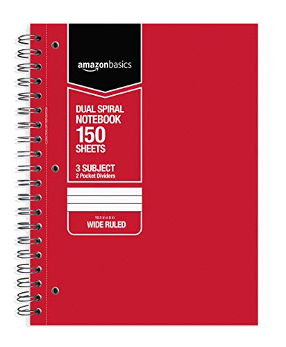Amazon Basics Quaderni a Righe Larghe 3 Soggetti 6 Pezzi