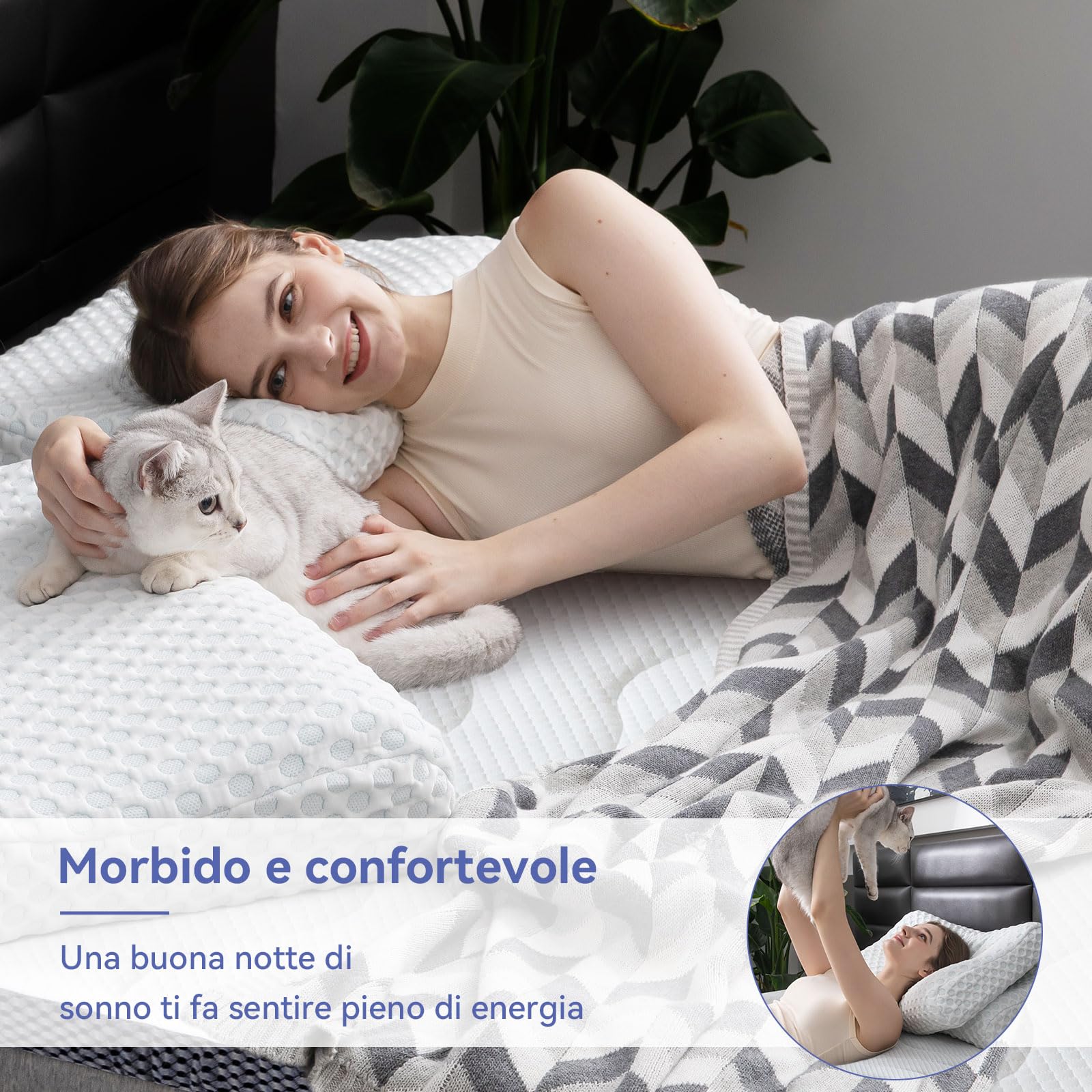 Amazon Basics Topper Memory Gel 90x200x7cm Singolo Bianco