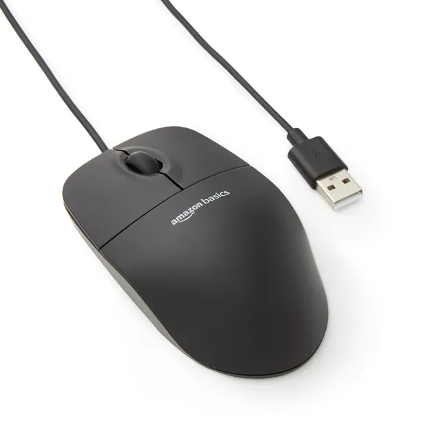 AmazonBasics Mouse Ottico USB Nero Confezione da 1 1000 dpi