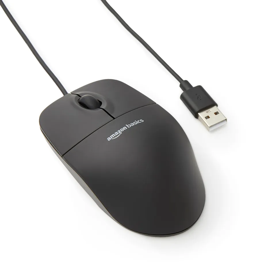 AmazonBasics Mouse Ottico USB Nero Confezione da 1 1000 dpi