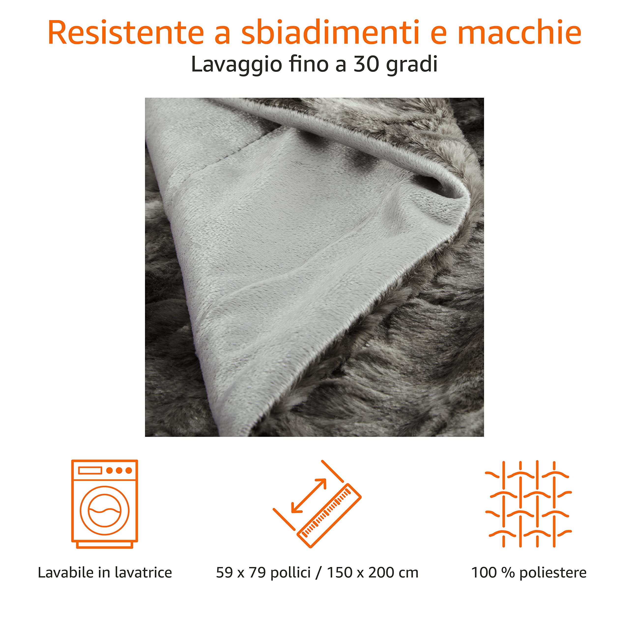 AmazonBasics copriletto finta pelliccia grigio 150x200