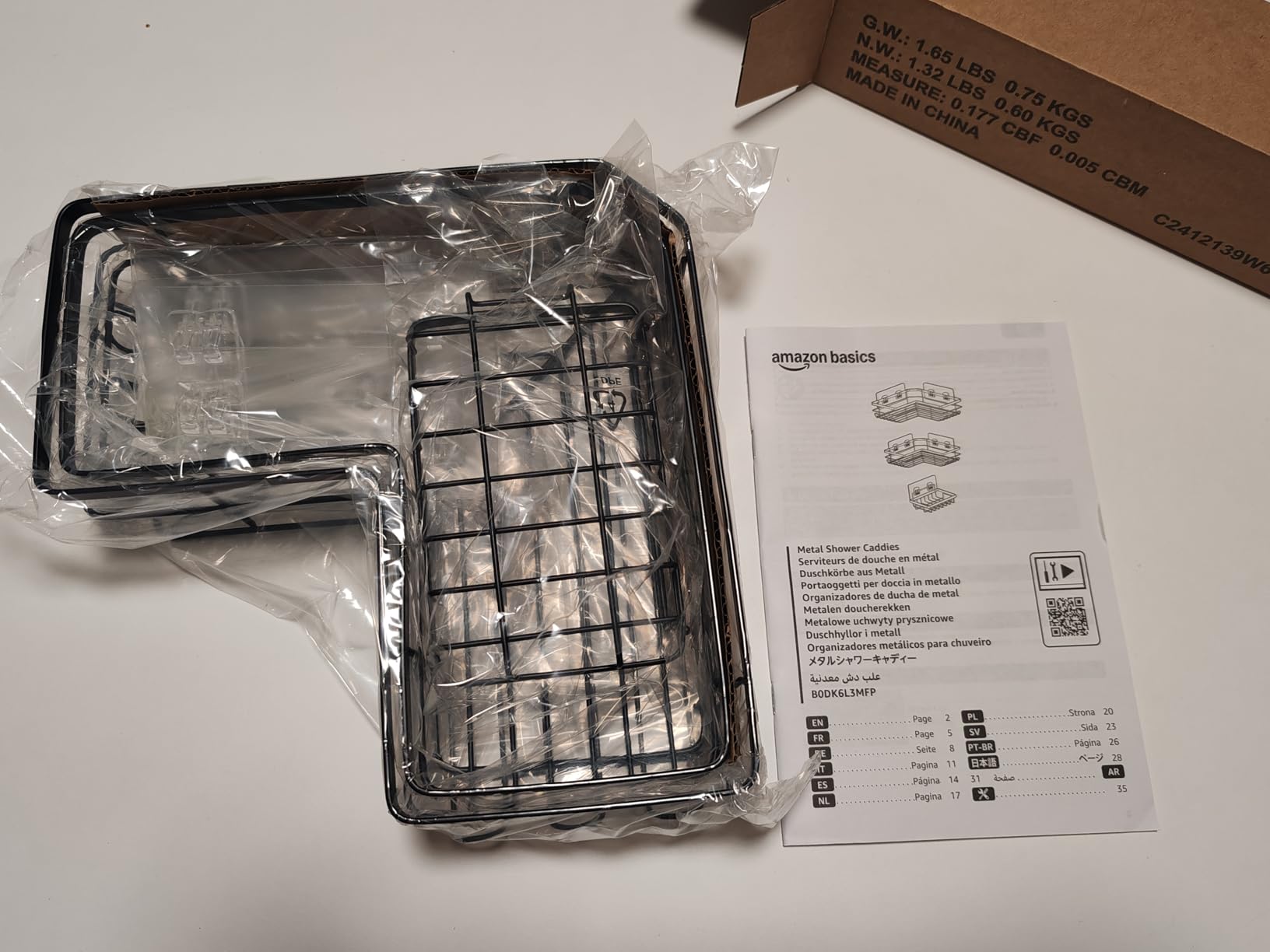 Amazon Basics Mensola Doccia a L Acciaio Inox Set 3 Nero Antiruggine