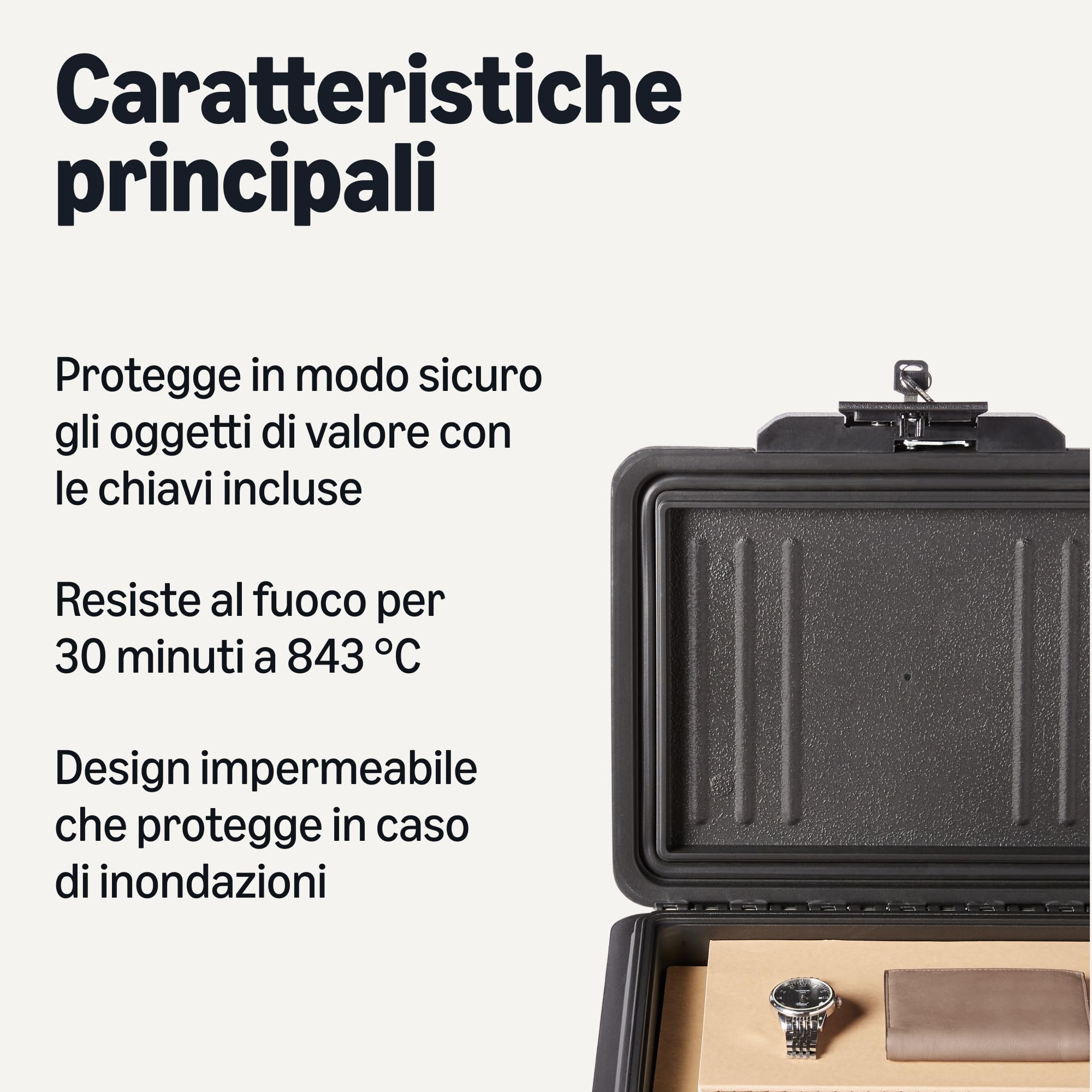 Amazon Basics Cassaforte Ignifuga 6,2L Nera a Chiave