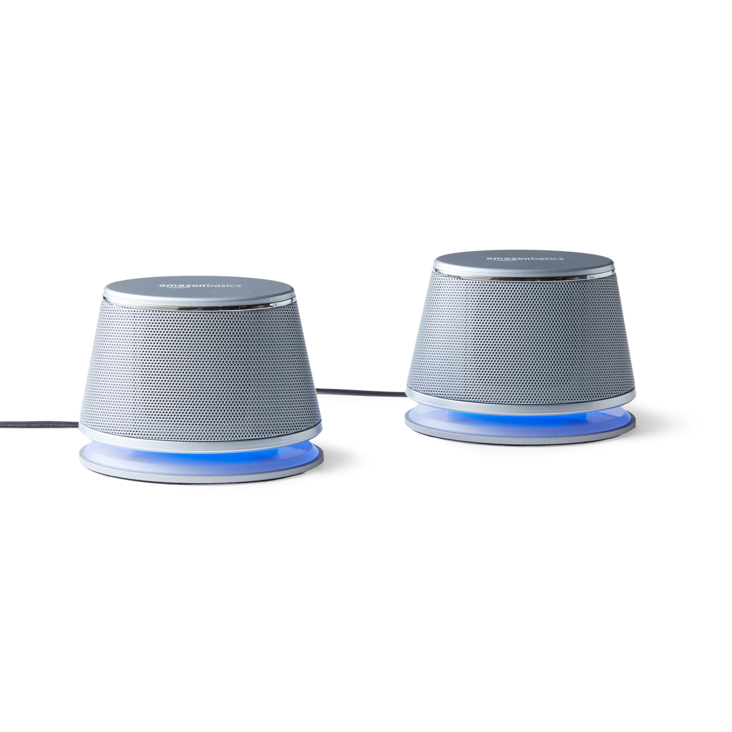 Amazon Basics Altoparlanti PC USB Argento AUX 2.0 Coppia
