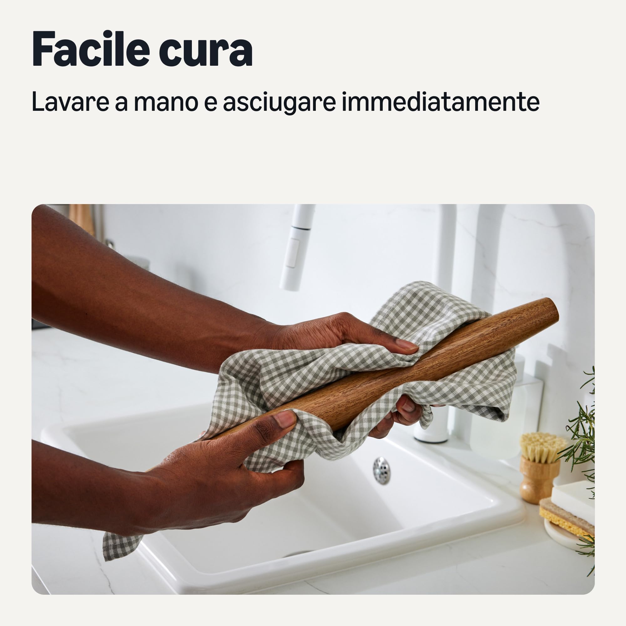 Amazon Basics Mattarello Francese Acacia 43cm Rastremato