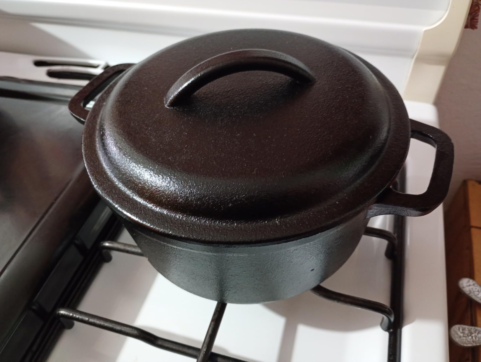 AmazonBasics Casseruola Ghisa 1,89 L Nera Doppio Manico