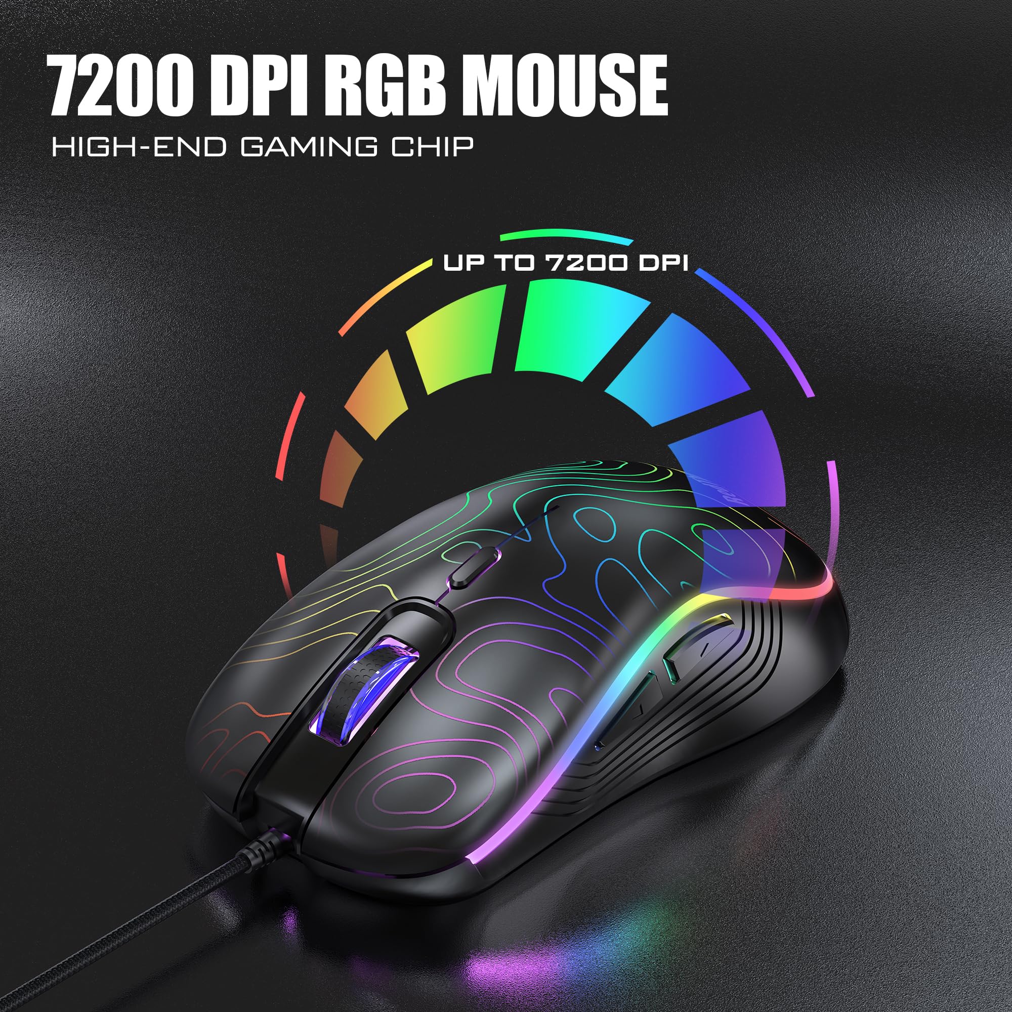 RedThunder Tastiera e Mouse Gaming 60% RGB 61 Tasti Nero