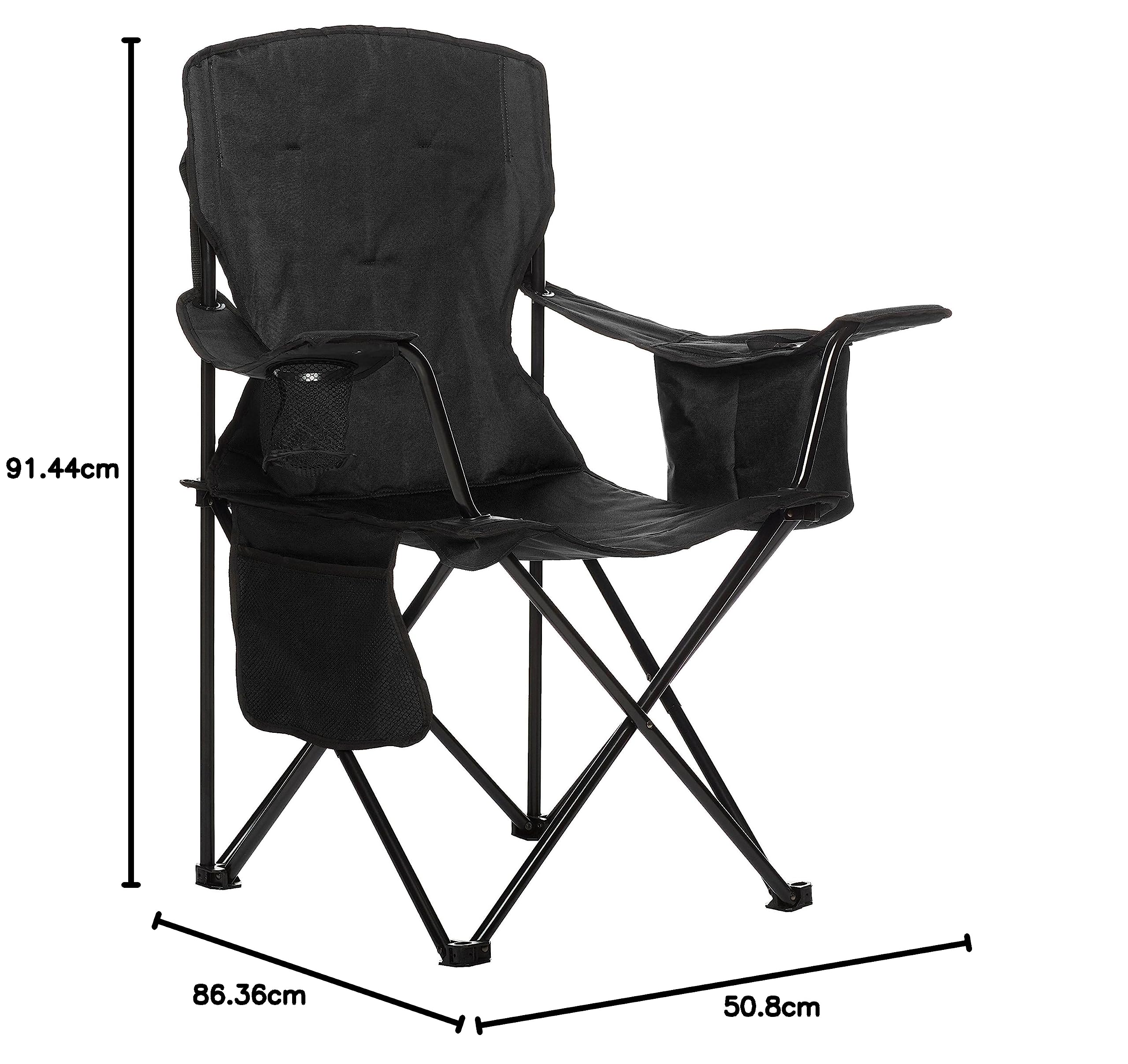 AmazonBasics Sedia da Campeggio Normale Nera con Tasca Termica