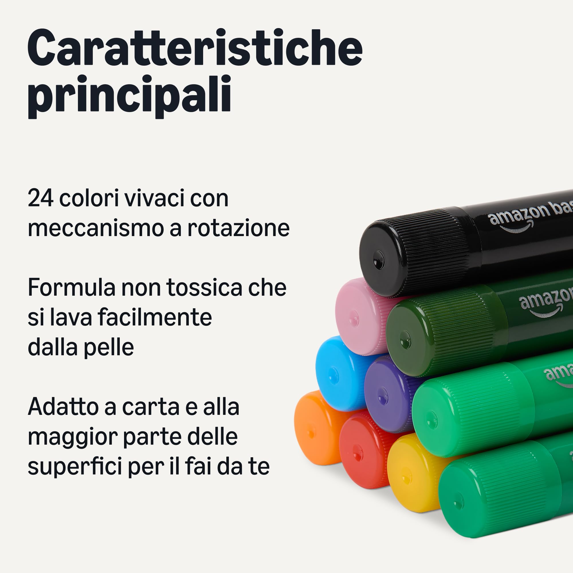Amazon Basics Stick di Pittura Bambini 24 Pezzi Lavabili