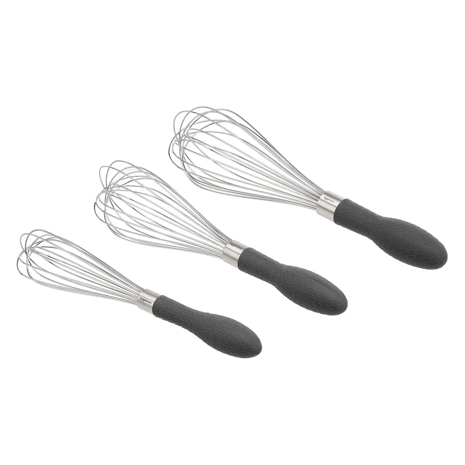 Amazon Basics Set 3 Fruste a Filo Acciaio Inox Grigio balloon