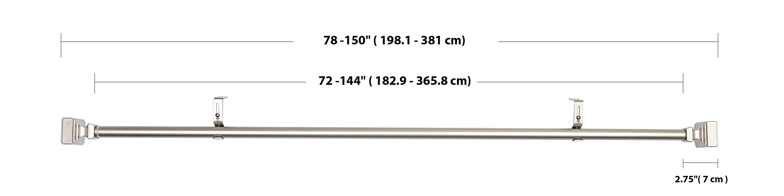 Amazon Basics bastone tenda nichel 183-366 cm con staffe